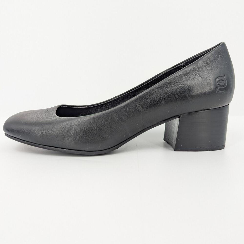Born Black Leather Block Heel Career Pumps Women's 8.5M